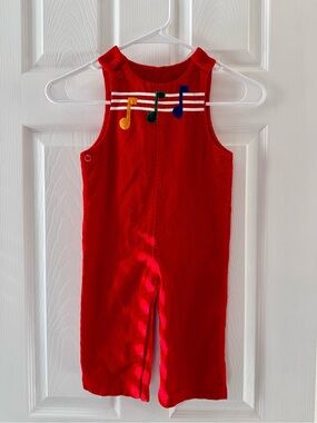 Popsicle Vintage Red Corduroy Baby Overalls with Musical Note Size 18 Months